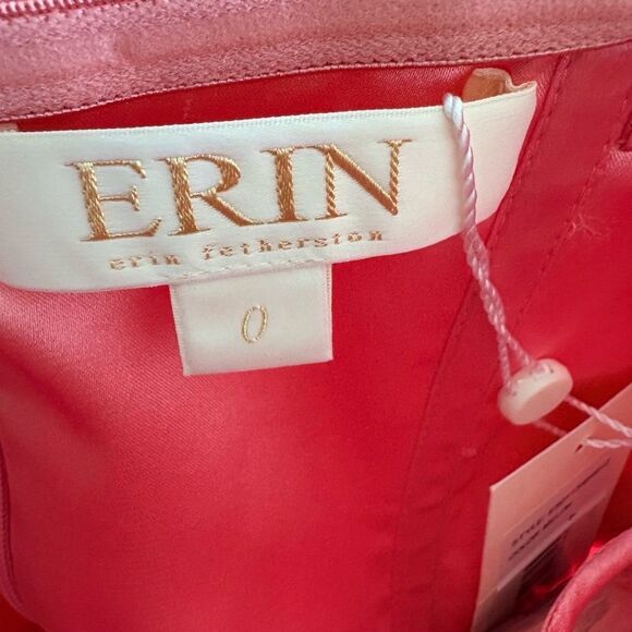 ERIN Fetherston Maxi Dress 0 Coral Pink Sweetheart Spaghetti Strap Ruched New - Picture 7 of 10